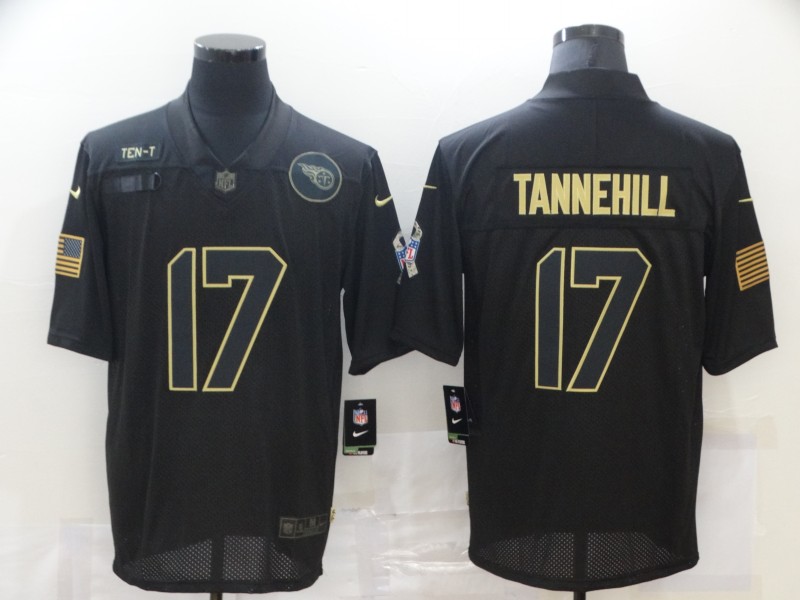 Men's Tennessee Titans #17 Ryan Tannehill 2020 Black Salute To Service Limited Stitched Jersey